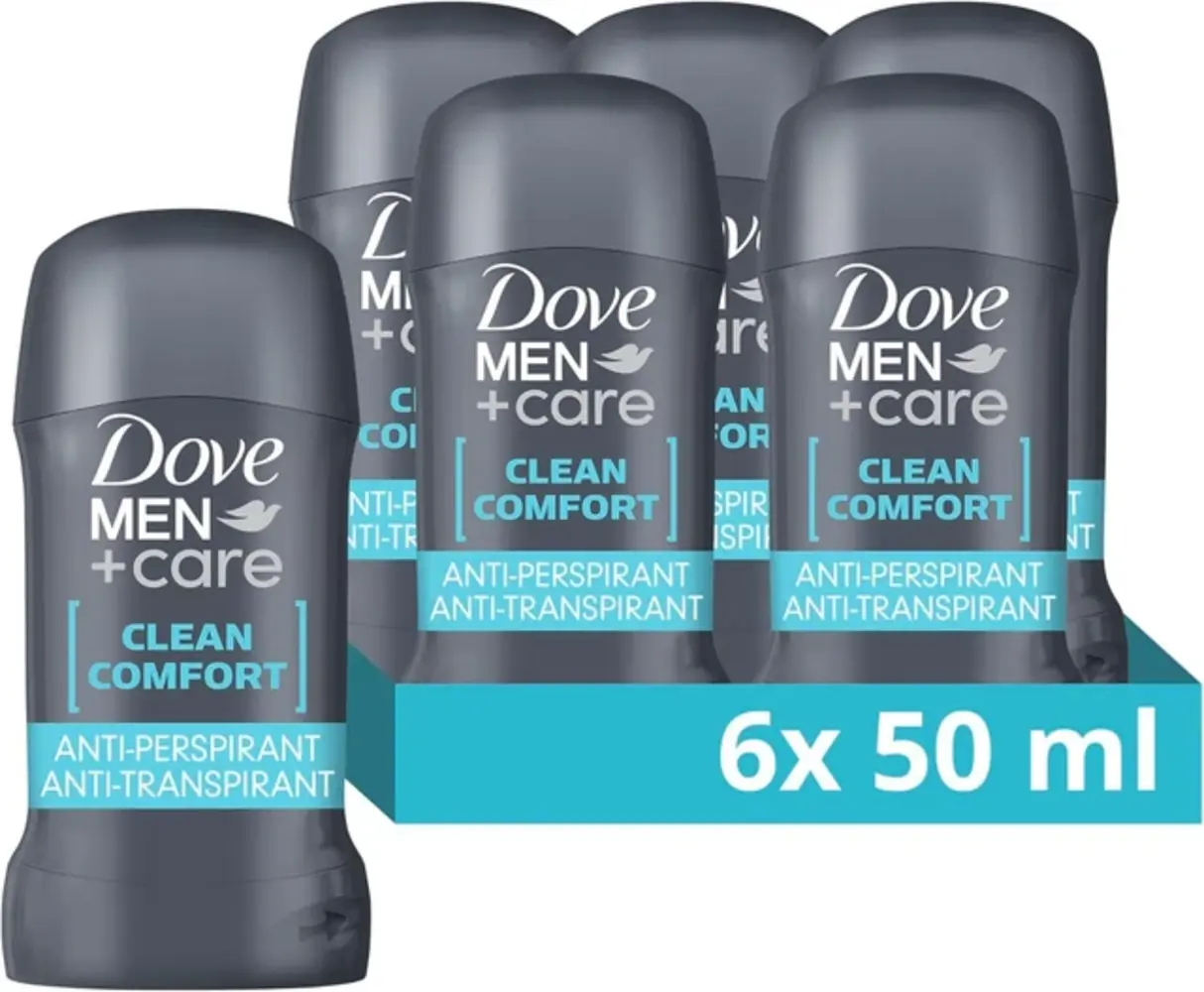 Dove Dove Men Deostick Clean Comfort 50ml - 6 pack voor langdurige bescherming Dove Dove Men Deostick Clean Comfort 50ml - 6 pack voor langdurige bescherming