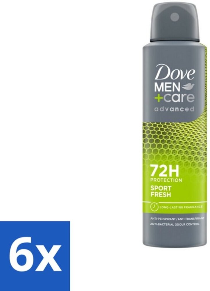 Dove Dove Deospray Sport Fresh 150ml - 6 pack voor langdurige frisheid Dove Dove Deospray Sport Fresh 150ml - 6 pack voor langdurige frisheid