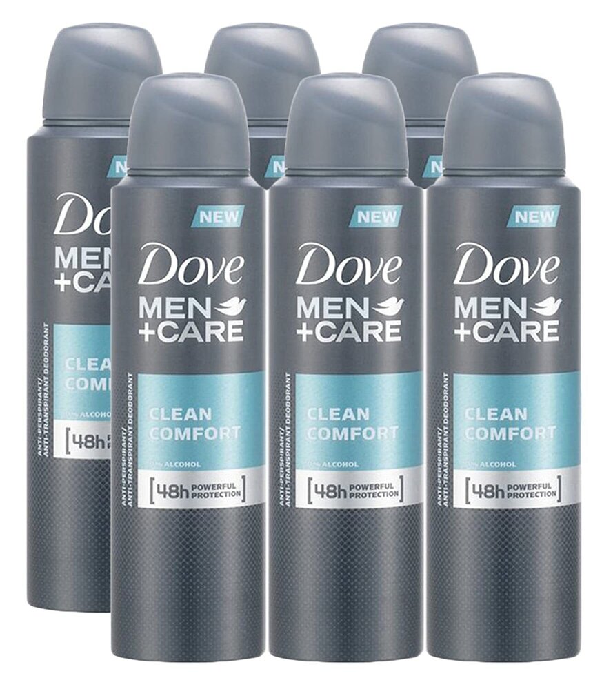 Dove Dove Deospray Clean Comfort 150ml - 6 pack met langdurige bescherming Dove Dove Deospray Clean Comfort 150ml - 6 pack met langdurige bescherming