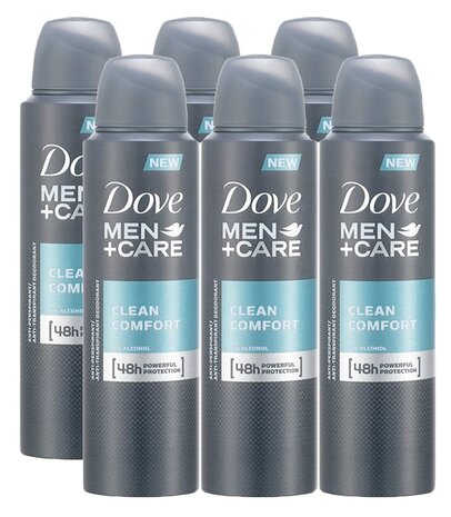 Dove Dove Deospray Clean Comfort 150ml - 6 pack met langdurige bescherming Dove Dove Deospray Clean Comfort 150ml - 6 pack met langdurige bescherming