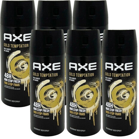 Axe Axe DEOSPRAY Bodyspray GOLD TEMPTATION 150ML - 6 pack Axe Axe DEOSPRAY Bodyspray GOLD TEMPTATION 150ML - 6 pack