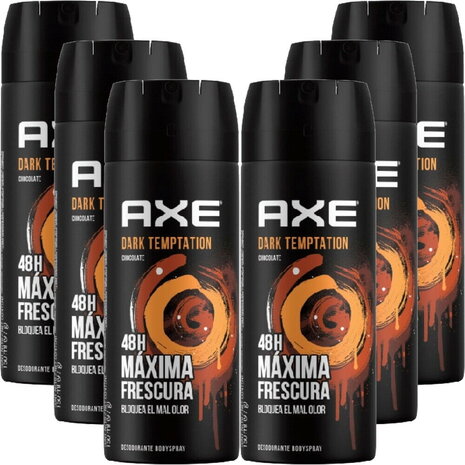 Axe Axe DEOSPRAY Bodyspray DARK TEMPTATION 150ML - 6 pack Axe Axe DEOSPRAY Bodyspray DARK TEMPTATION 150ML - 6 pack