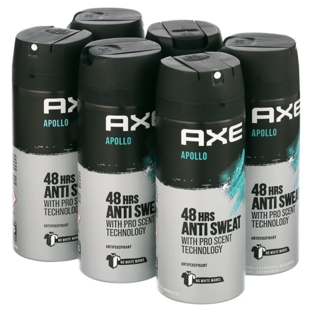 Axe Axe DEOSPRAY Bodyspray APOLLO 150ML - 6 pack voor langdurige frisheid Axe Axe DEOSPRAY Bodyspray APOLLO 150ML - 6 pack voor langdurige frisheid