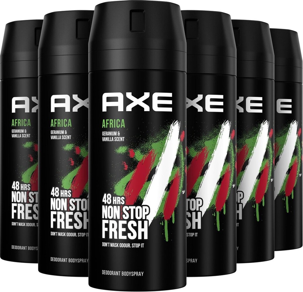 Axe Axe DEOSPRAY Bodyspray AFRICA 150ML - 6 pack voor langdurige frisheid Axe Axe DEOSPRAY Bodyspray AFRICA 150ML - 6 pack voor langdurige frisheid