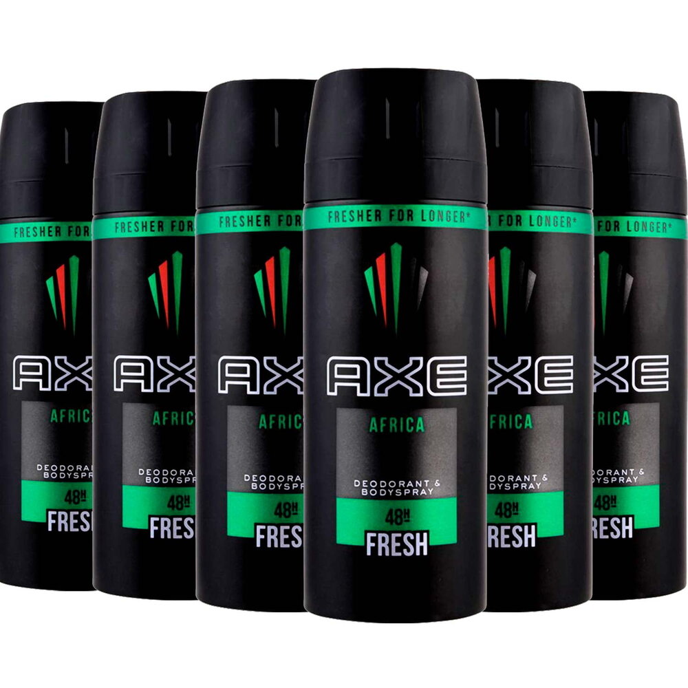 Axe Axe DEOSPRAY Bodyspray AFRICA 150ML - 6 pack voor langdurige frisheid Axe Axe DEOSPRAY Bodyspray AFRICA 150ML - 6 pack voor langdurige frisheid