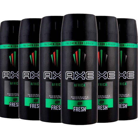 Axe Axe DEOSPRAY Bodyspray AFRICA 150ML - 6 pack voor langdurige frisheid Axe Axe DEOSPRAY Bodyspray AFRICA 150ML - 6 pack voor langdurige frisheid
