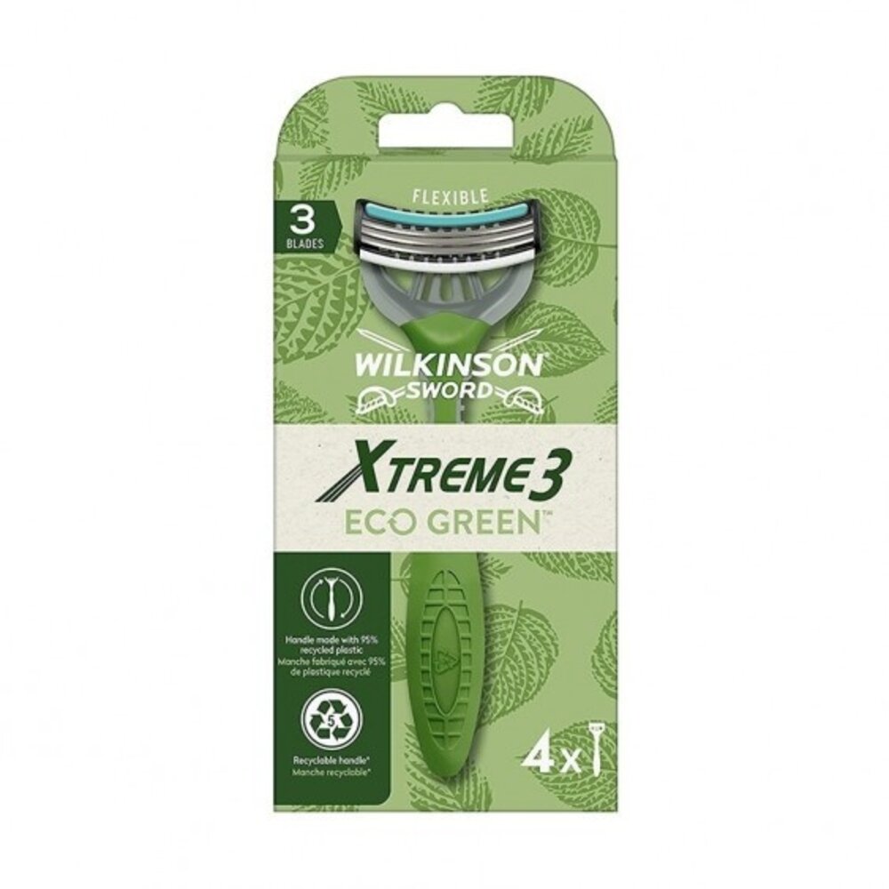 Wilkinson Wilkinson WEGWERPMESJES XTREME3 MEN ECO GREEN - 4st voor een comfortabele scheerbeurt Wilkinson Wilkinson WEGWERPMESJES XTREME3 MEN ECO GREEN - 4st voor een comfortabele scheerbeurt