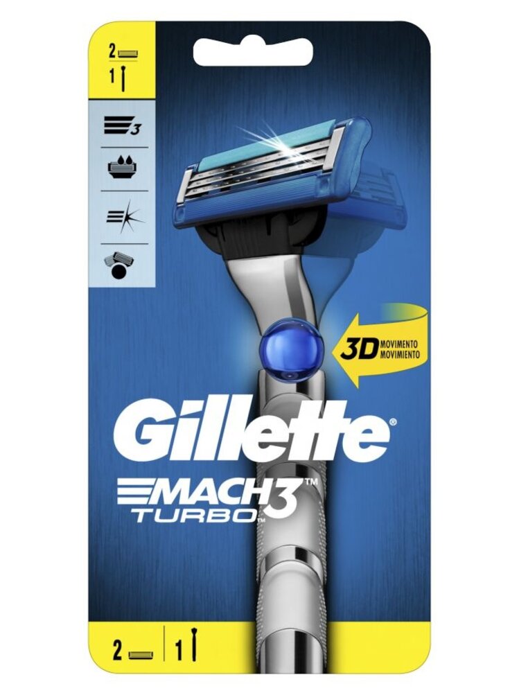 Gillette Gillette Mach3 Turbo Scheerhouder met 2 Navulmesjes Gillette Gillette Mach3 Turbo Scheerhouder met 2 Navulmesjes
