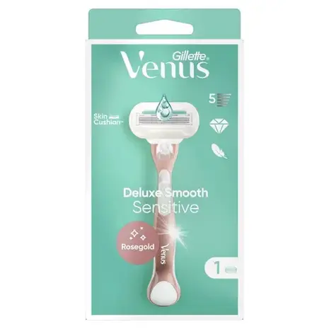 Gillette Venus Pink Gold Sensitive razor + 1 scheermesje voor comfortabel scheren Gillette Venus Pink Gold Sensitive razor + 1 scheermesje voor comfortabel scheren