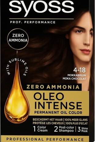 Syoss Syoss Color Oleo Intense Nr. 4-18 - Mokkabruin Haarverf Syoss Syoss Color Oleo Intense Nr. 4-18 - Mokkabruin Haarverf
