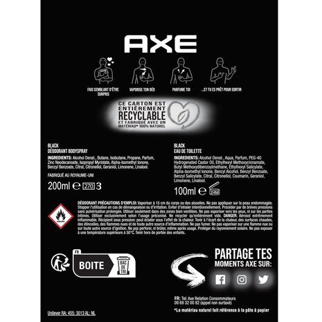Axe Axe Geschenkset Black Eau de Toilette 100 ml + Deospray 150ml Axe Axe Geschenkset Black Eau de Toilette 100 ml + Deospray 150ml