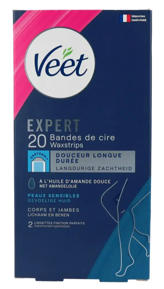 Veet Veet Expert Wax Strips 20pcs +2 Finish Wipes - Legs & Body Sensitive Skin Veet Veet Expert Wax Strips 20pcs +2 Finish Wipes - Legs & Body Sensitive Skin