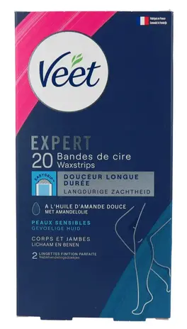 Veet Veet Expert Wax Strips 20pcs +2 Finish Wipes - Legs & Body Sensitive Skin Veet Veet Expert Wax Strips 20pcs +2 Finish Wipes - Legs & Body Sensitive Skin