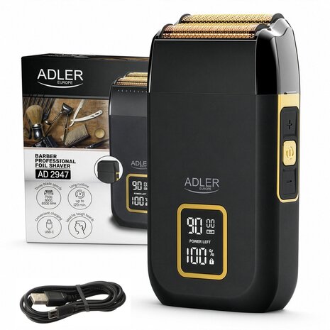 Adler Adler AD 2947 Foil Barber Shaver - Dual Head, Titanium Foil, 3 Speeds, LCD, USB-C Adler Adler AD 2947 Foil Barber Shaver - Dual Head, Titanium Foil, 3 Speeds, LCD, USB-C