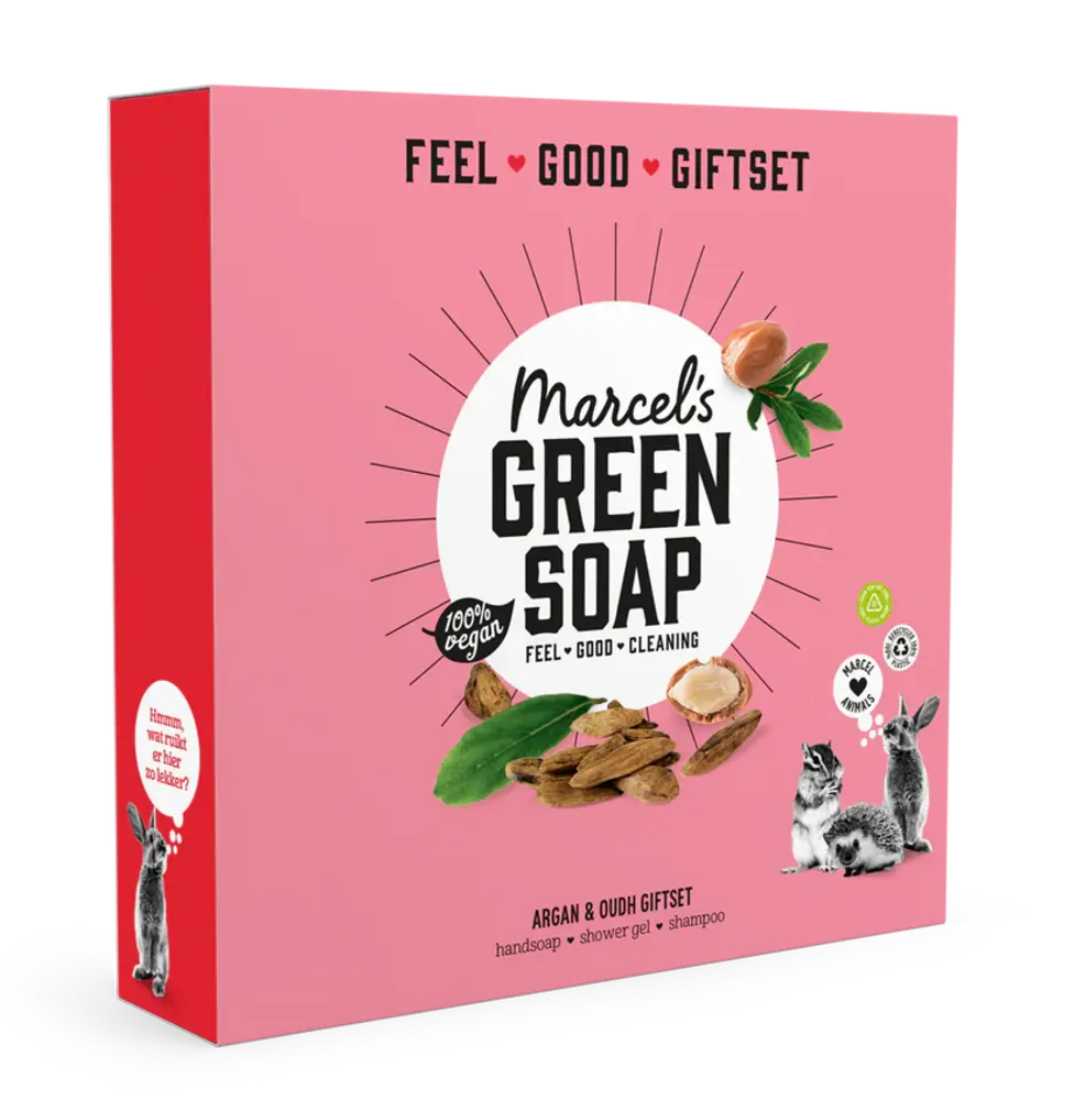 Marcels Marcels Green Soap Giftbox 3pcs Argan & Oudh – verzorgingscadeau
