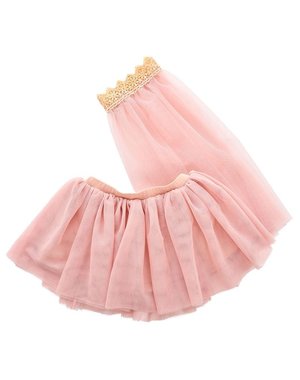 Tule rok met sluier voor de pop licht roze 45cm