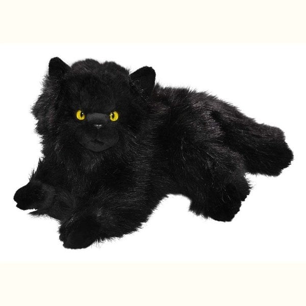 Liggende zwarte Perzische kat 30cm
