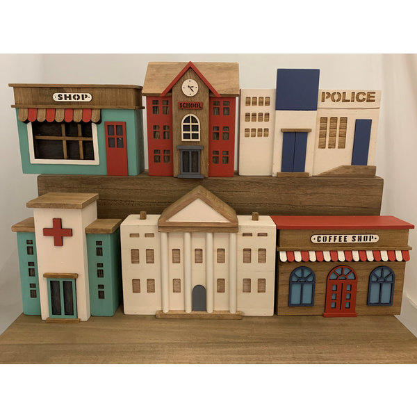 Papoose Toys Town Buildings Set/6pc