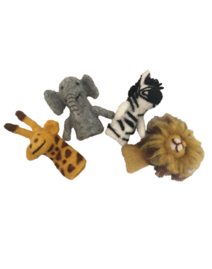 Papoose Toys African Animal Finger Puppets/4pc