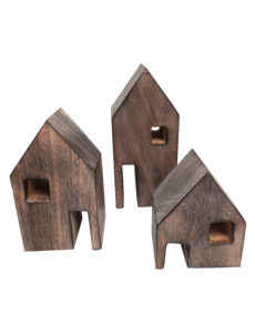 Papoose Toys Wood Block Houses/3pc