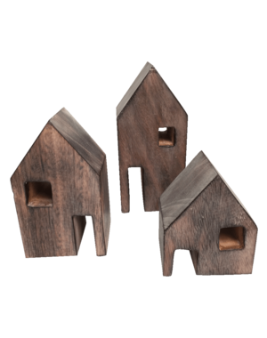 Papoose Toys Wood Block Houses/3pc