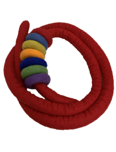 Papoose Toys Red Felt Rope and 7 Felt Doughnuts