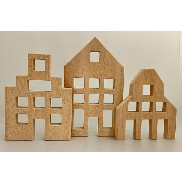 Papoose Toys Dutch Wood Houses/3pc