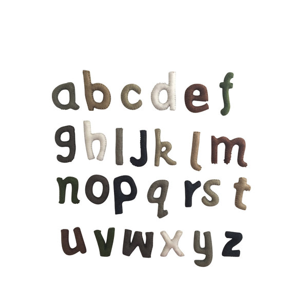 Papoose Toys Lowercase Alphabet Natural Stitched 7cm H