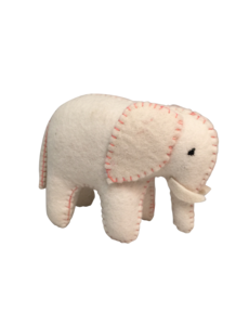 Papoose Toys White Elephant Pink Stitching