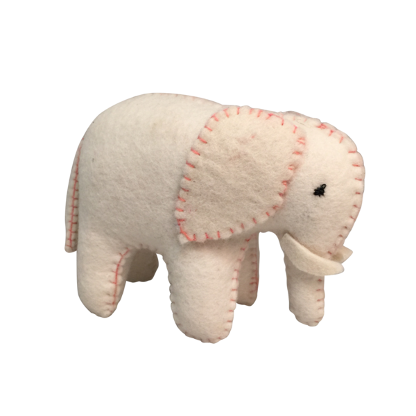 Papoose Toys White Elephant Pink Stitching