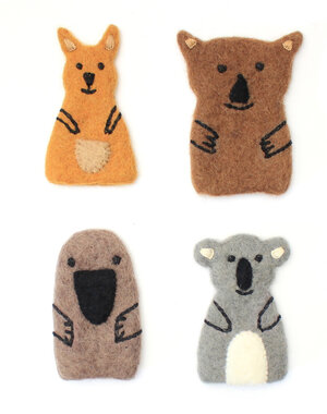 Papoose Toys Australian Animal Finger Puppets/4pc