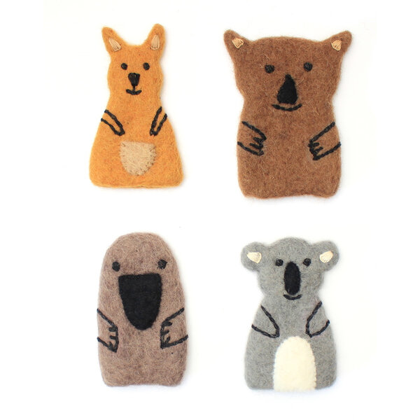 Papoose Toys Australian Animal Finger Puppets/4pc