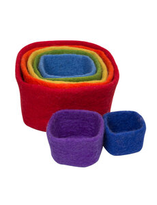 Papoose Toys Stacking Cubes Rainbow/7pc