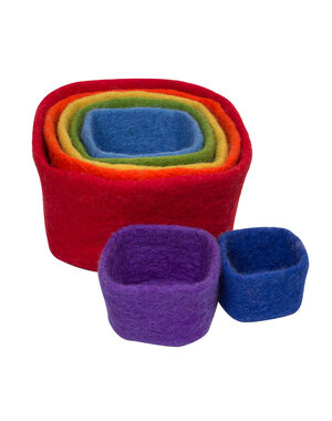 Papoose Toys Stacking Cubes Rainbow/7pc