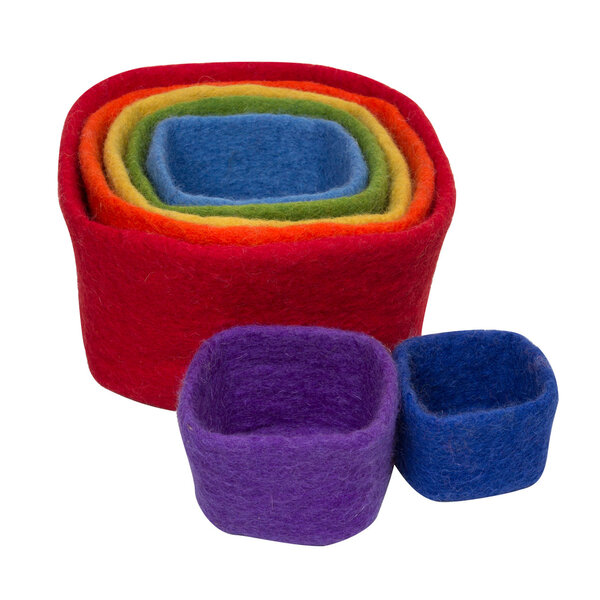 Papoose Toys Stacking Cubes Rainbow/7pc