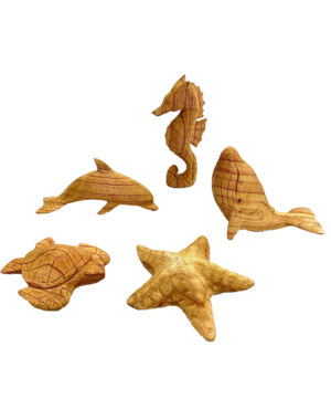 Papoose Toys Sea Animals Hand Carved/5pc