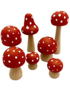 Papoose Toys Mushrooms Red/White Dots/7pc