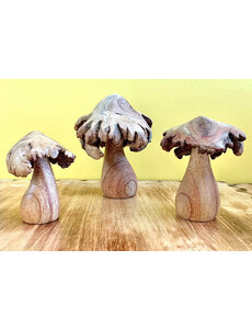 Papoose Toys Wood Rose Mushrooms/3pc