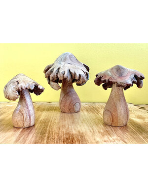 Papoose Toys Wood Rose Mushrooms/3pc