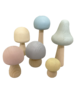 Papoose Toys Pastel Wood Mushrooms/6pc