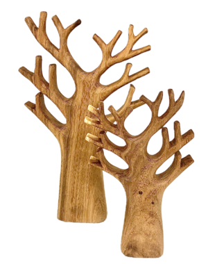 Papoose Toys Carved Tree Set/2pc