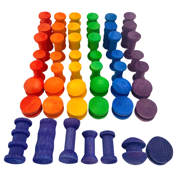 Papoose Toys Mini Rainbow Spools/49pc