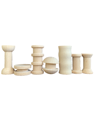 Papoose Toys Mini Natural Spool Set/49pc