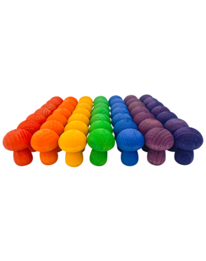 Papoose Toys Mini Rainbow Mushroom/49pc