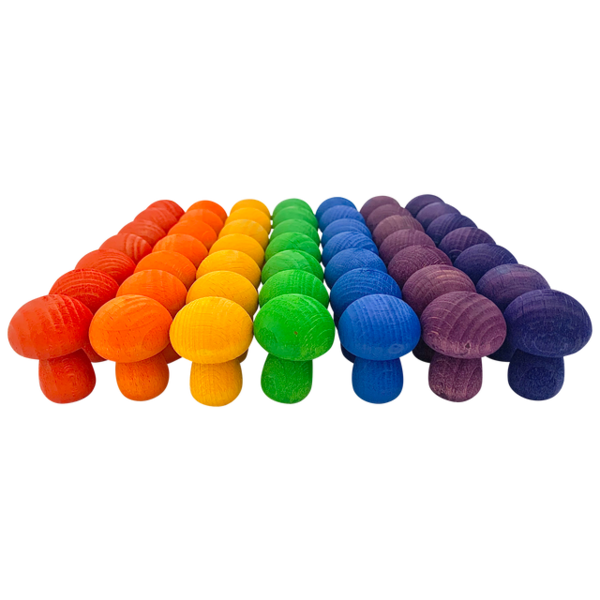 Papoose Toys Mini Rainbow Mushroom/49pc