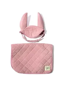  Zadeldekje en Mutsje corduroy roze voor Hobby Horse
