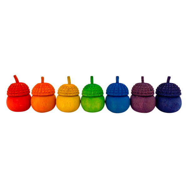 Papoose Toys Mini Rainbow Acorn Pots/7pc