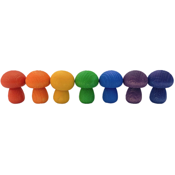 Papoose Toys Mini Rainbow Mushroom/7pc