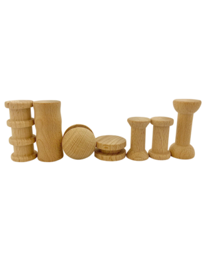 Papoose Toys Mini Natural Spool Set/7pc