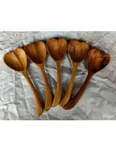 Papoose Toys Teak Heart Spoons/6pc